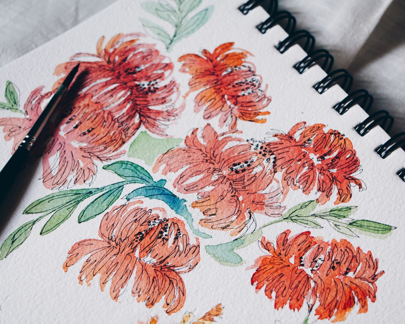 Dessin à l'aquarelle de fleurs