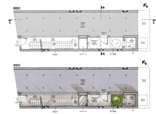 Plan technique d'un projet d'architecture intérieur